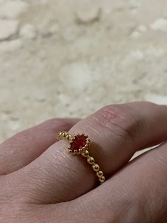 Anel gota rubi banhado a ouro 18k