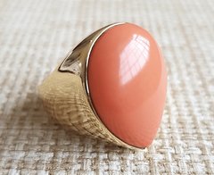 Anel gota coral banhado a ouro 18k - comprar online