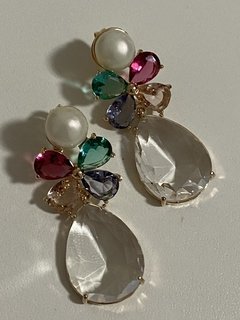 Brinco cristais multicoloridos banhado a ouro 18k - comprar online