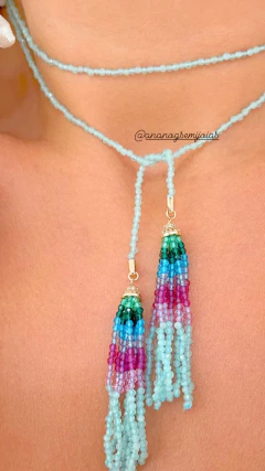 colar cristais penduricalhos color banho ouro 18k - comprar online