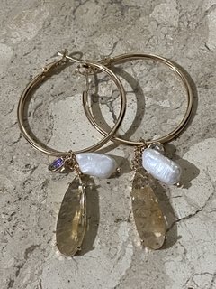 Argola gota cristal e Perola - loja online