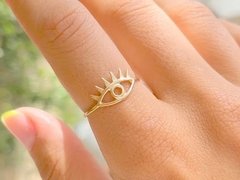 Anel olho banho ouro 18k