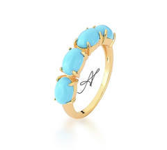 Anel turquesa banho ouro 18k