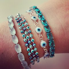 Pulseira olho grego ródio branco 18cm - comprar online