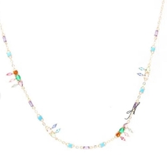 Colar pedras coloridas banhado a ouro 18k
