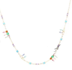 Colar pedras coloridas banhado a ouro 18k