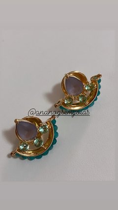 Brinco turquesa e ametista banhado a ouro 18k - comprar online