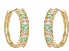 Brinco argola pedras coloridas banhado a ouro 18k - comprar online