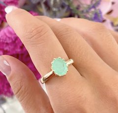 Anel Esmeralda Colombiana Banhado a Ouro 18K