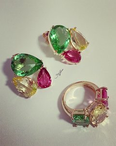 Brinco colorido banhado a ouro 18k