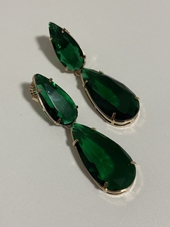 Brinco esmeralda gota banho ouro 18k - comprar online