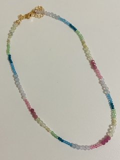 Colar choker cristais banhados a ouro 18k