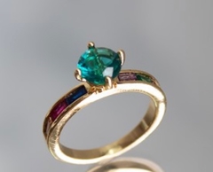 Anel multicolorido banho ouro 18k