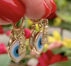 Brinco olho proteção banhado a ouro 18k