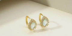 Brinco argola gota azul banho ouro 18k - comprar online