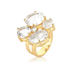 Anel flor cristal banho ouro 18k