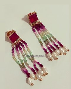 Brinco pedras coloridas banhado a ouro 18k - comprar online