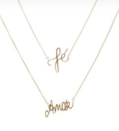 Colar Amor & Fé banhado a ouro 18k