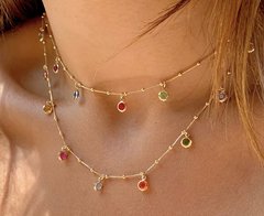 Colar Longo Cristal Citrino Pedras Penduradas Banhado a ouro 18k na internet
