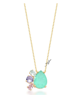 Colar pingente turm banho ouro 18k