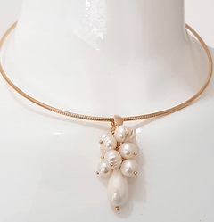 Pingente cacho perolas banho ouro 18k