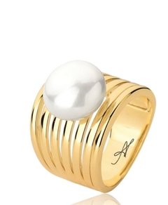 Anel Perola banhado a ouro 18k