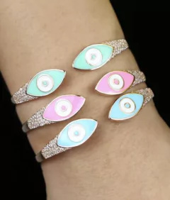 Braceletes olho esmaltado - Ananogueirasemijoias