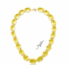 Colar cristais amarelos banhados a ouro 18k