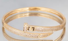 BRACELETE RIGIDO CRAVEJADO BANHO OURO 18k