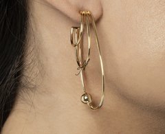 Brinco argola tripla c esfera banhada a ouro 18k - comprar online