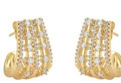 Brinco cravejado banhado a ouro 18k