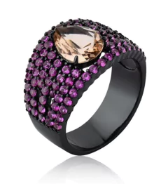 Anel zircônia pink pedra morganita