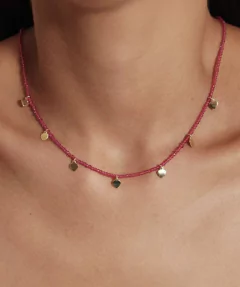 Colar cristais com pingentes banhados a ouro 18k - comprar online
