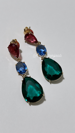 Brinco pedras banho ouro 18k