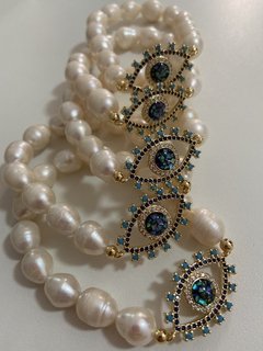 Pulseira Perola com olho grego - comprar online