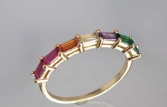 Anel colorido banhado a ouro 18k