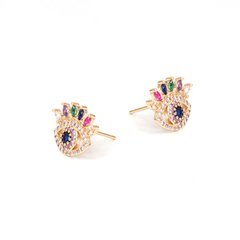Brinco olho colorido banhado a ouro 18k - comprar online