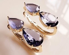 Brinco gota cristal lavanda banhado a ouro 18k - comprar online