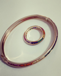 Conjunto colorido banho ouro 18k