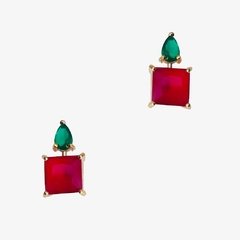 Brinco duas cores pequeno banhado a ouro 18k
