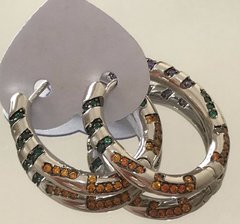 Argola ródio branco zirconias coloridas