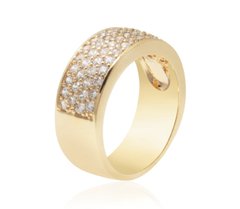 Anel fileiras cravejadas banhado a ouro 18k