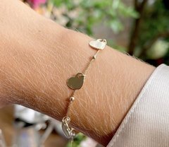 Pulseira corações banhado a ouro 18k