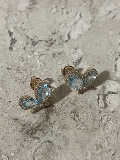 Brinco borboleta cristal banho ouro 18k - loja online