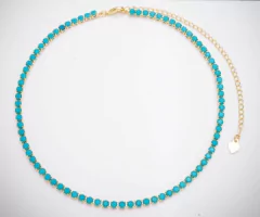 colar riviera turquesa banhado a ouro 18k 40cm
