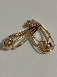 Brinco argola dupla bola banho ouro 18k