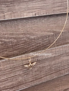 Choker aro rigido c pingente banho ouro 18k - Ananogueirasemijoias