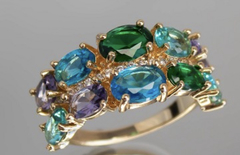 Anel multicolorido banhado a ouro 18k