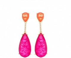 BRINCO GOTA COLORIDO BANHADO A OURO 18k
