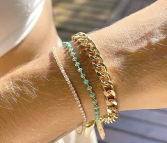 Pulseira bolinha turquesa banhada a ouro 18k
